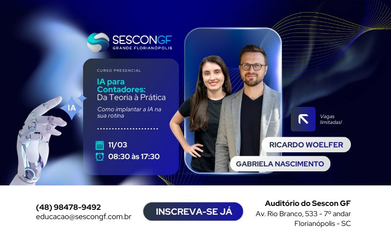  SESCON Grande Florianópolis promove curso prático de Inteligência Artificial para transformar a rotina contábil